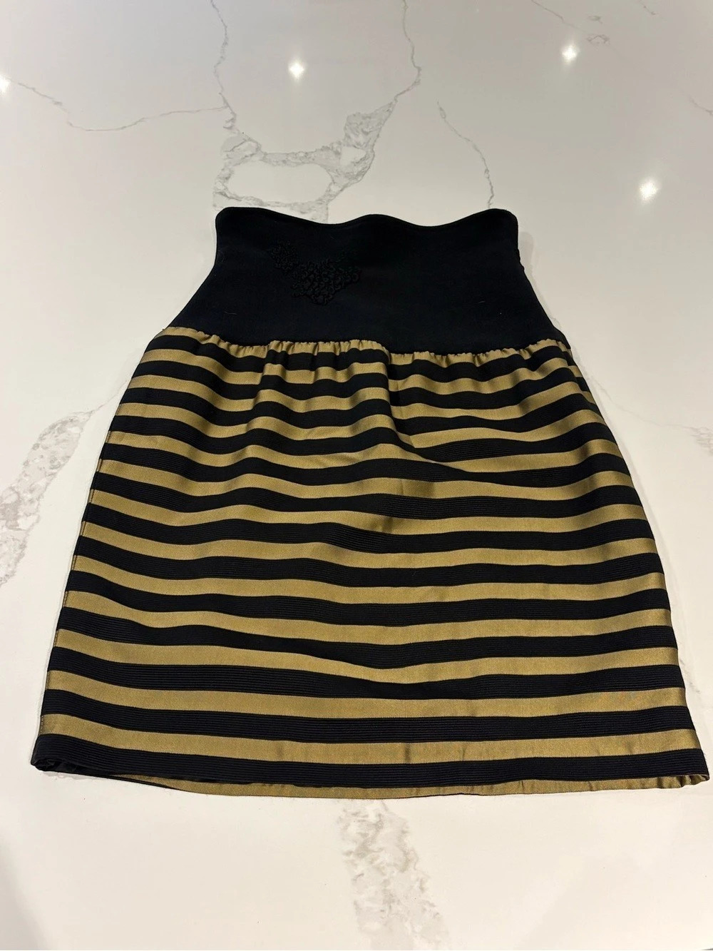 Emanuel Zoo Vintage Black & Gold Striped Skirt | Size Small